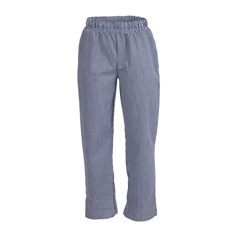 Pantalon de Cuisine Mixte Vegas à Petits Carreaux Bleus et Blancs - Taille L - Whites Chefs Clothing - Fourniresto