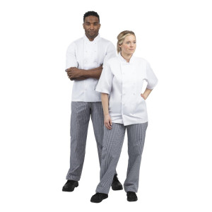 Unisex Vegas Blue and White Checkered Kitchen Pants - Size L - Whites Chefs Clothing - Fourniresto