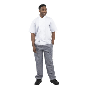 Küchenhose Mixte Vegas mit kleinen blauen und weißen Karos - Größe M - Whites Chefs Clothing - Fourniresto