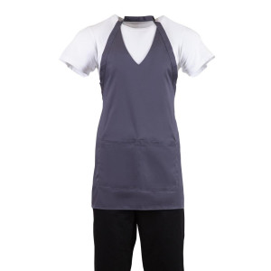 Server Apron V-neck Grey Anthracite in Polycotton 838 x 698 mm - Whites Chefs Clothing - Fourniresto