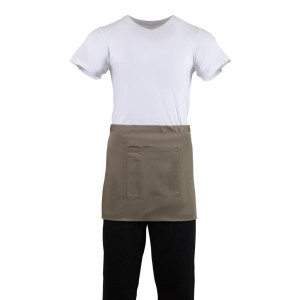 Korte lichtbruine serveerschort van polycotton 373 x 750 mm - Whites Chefs Clothing - Fourniresto