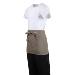 Short Light Brown Polycotton Server Apron 373 x 750 mm - Whites Chefs Clothing - Fourniresto