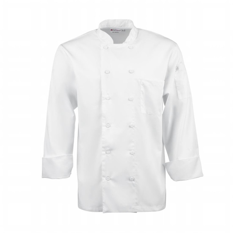 Witte unisex koksbuis met lange mouwen Calgary - Maat L - Chef Works - Fourniresto