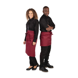 Kurze Kellnerschürze Bordeaux aus Polycotton 373 x 750 mm - Whites Chefs Clothing - Fourniresto