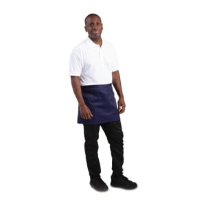 Kurze Kellnerschürze in Marineblau aus Polycotton 373 x 750 mm - Whites Chefs Clothing - Fourniresto