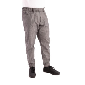 Broek voor in de keuken Jogger met fijne zwarte en witte strepen - Maat L - Chef Works - Fourniresto