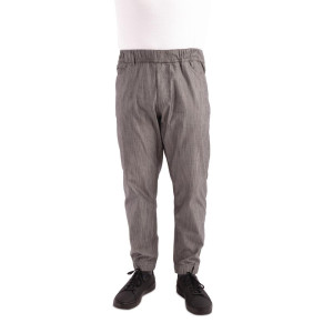 Broek voor in de keuken Jogger met fijne zwarte en witte strepen - Maat L - Chef Works - Fourniresto