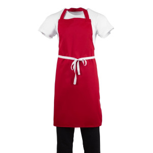 Tablier Bavette Rouge en Polycoton - Whites Chefs Clothing - Fourniresto