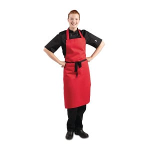 Schort met rode sloof van polycotton - Whites Chefs Clothing - Fourniresto