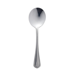 Round Jesmond Stainless Steel Soup Spoon - Set of 12 - Olympia - Fourniresto