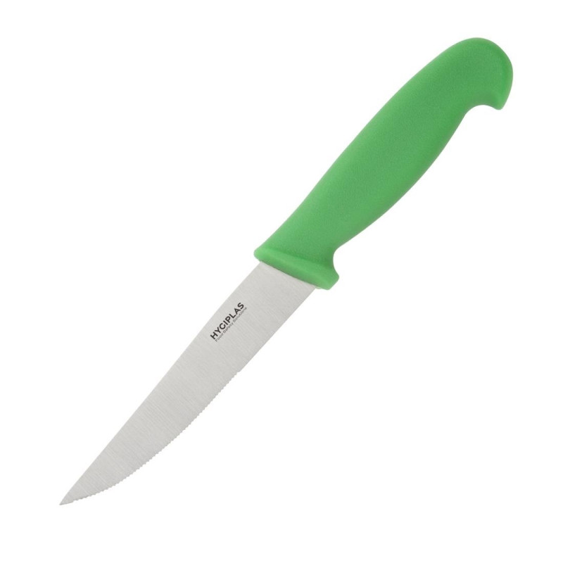 Couteau À Légumes Vert Lame Dentée 10 Cm - Hygiplas - Fourniresto