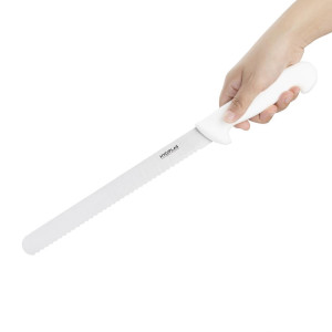 White Serrated Blade Slicing Knife 25.5 cm - Hygiplas - Fourniresto