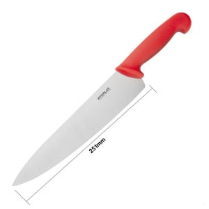 Couteau De Cuisinier Rouge Lame 25,5 Cm - Hygiplas - Fourniresto