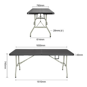 Folding Black Table Center 180 Cm - Bolero - Fourniresto