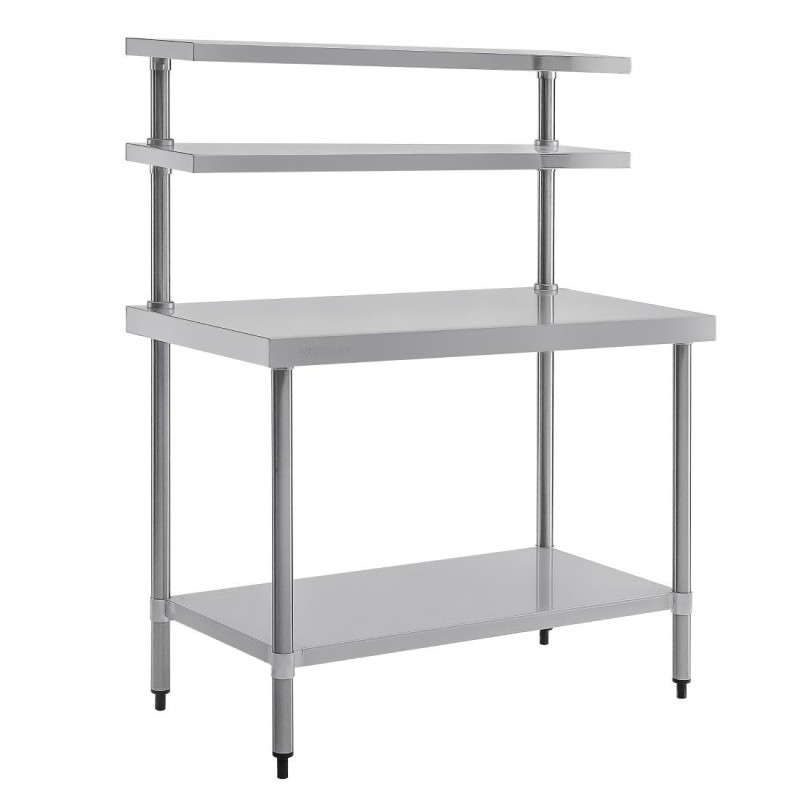 Stainless Steel Table With 2 Upper Shelves 1200 X 600 Mm - Vogue - Fourniresto