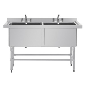 Double Evier Profond Avec Dosseret 2 X 100 L 1410 X 600 Mm - Vogue - Fourniresto