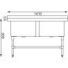 Doppelwaschbecken mit hoher Rückwand 2 x 100 l 1410 x 600 mm - Vogue - Fourniresto