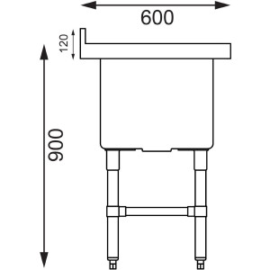 Dubbele spoelbak met achterwand 2 x 100 L 1410 x 600 mm - Vogue - Fourniresto