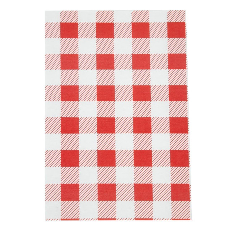 Greaseproof Paper Vichy Red 190 x 310 mm - Pack of 200 - FourniResto - Fourniresto