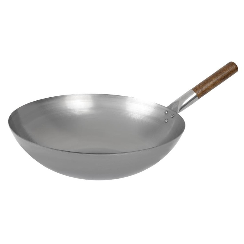 Wok mit halbkugelförmigem Boden aus Stahl Londonwok Ø 38 cm - FourniResto - Fourniresto