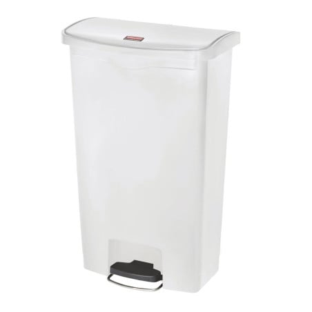 Prullenbak met pedaal aan de voorkant, breed Slim Jim StepOn wit 68L - Rubbermaid - Fourniresto