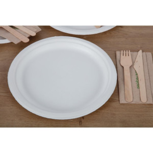 Assiettes en Bagasse Compostables 26 cm - Lot de 50  - Fiesta Green - Fourniresto