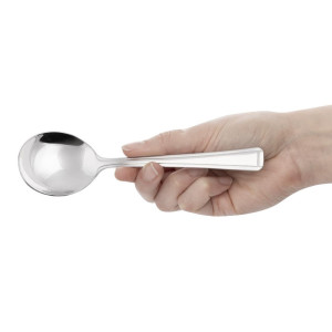 Round Stainless Steel Harley Soup Spoon - Set of 12 - Olympia - Fourniresto