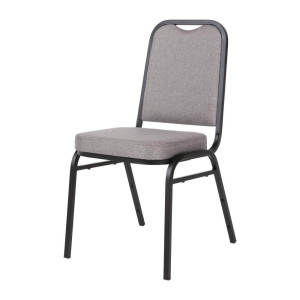 Chaise de Banquet avec Dossier Carré et Tissu Gris - Lot de 4 - Bolero - Fourniresto