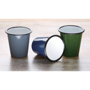 Becher aus blauem und schwarzem emailliertem Stahl 350 ml - Set mit 6 Stück - Olympia - Fourniresto