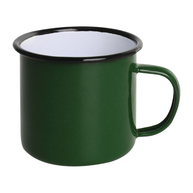 Mugs en Acier Émaillé Gris et Noir 350ml - Lot de 6 - Olympia - Fourniresto