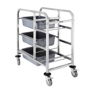 Stainless Steel 3-Tier Canteen Trolley - Vogue - Fourniresto