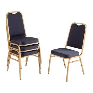 Banketstoelen met blauwe vierkante rugleuning - set van 4 - Bolero - Fourniresto