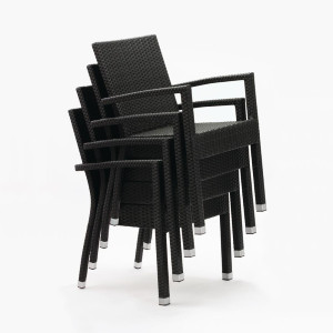 Rieten fauteuils in antraciet - Bolero - Fourniresto