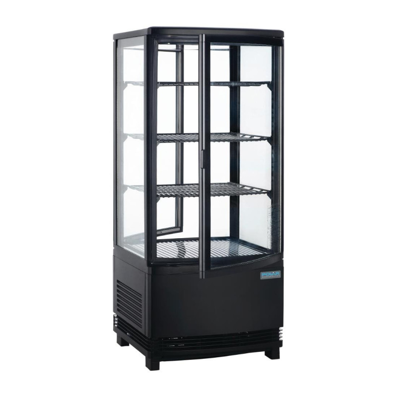 Black Refrigerated Display Case With Curved Doors 86 L - Polar - Fourniresto