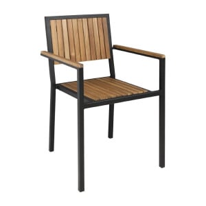 Stalen en Acacia Stoelen - Set van 4 - Bolero - Fourniresto
