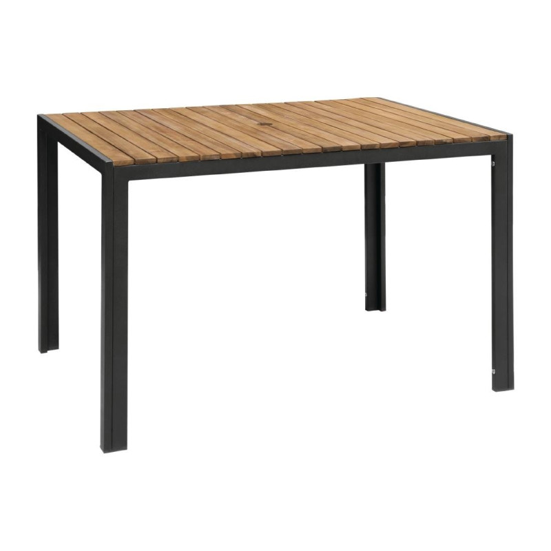 Rechthoekige tafel van staal en acacia - 120 cm - Bolero - Fourniresto