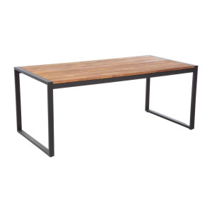 Rechthoekige industriële tafel van staal en acacia 180 cm - Bolero - Fourniresto