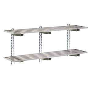 Wandregal aus Edelstahl mit Aussparungen - L 1800 x 400mm - Gastro M