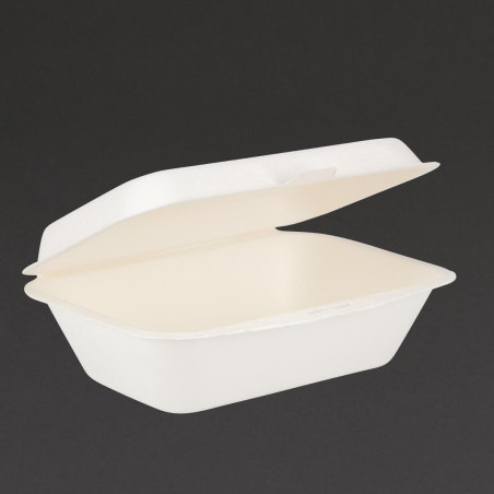 Hinged Bagasse Compostable Trays - 500 ml - Pack of 250 - Fiesta Green