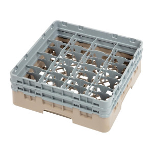 Glazenrek met 16 compartimenten Camrack Beige - L 500 x B 500mm - Cambro