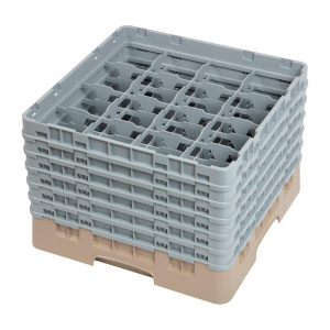 Glazenrek met 16 compartimenten Camrack Beige-L 500 x D 500mm - Cambro