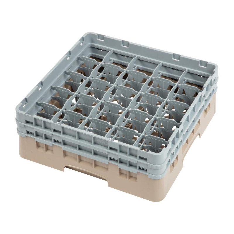 Glazenrek met 25 compartimenten Camrack Beige Hoogte-L 500 x B 500mm - Cambro