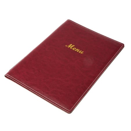 Protective Menu in Burgundy Faux Leather A4 - Olympia - Fourniresto