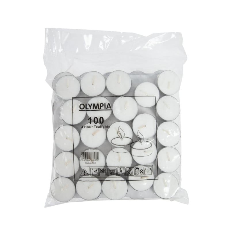 4-Hour Tealight Candles Ø 40 mm - Pack of 100 - Olympia