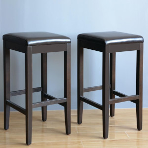 Bar Stools High in Faux Leather - Dark Brown - Bolero - Fourniresto