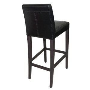 Tabouret De Bar Haut Avec Dossier En Simili Cuir - Noir - Bolero - Fourniresto