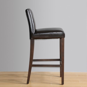 Tabouret De Bar Haut Avec Dossier En Simili Cuir - Noir - Bolero - Fourniresto