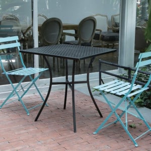 Square Perforated Steel Bistro Table - Black - 700mm - Bolero - Fourniresto