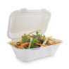 Mahlzeitboxen aus Bagasse mit Scharnierdeckel - L 228mm - Packung mit 200 - Vegware