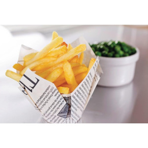 Pommes Frites Cornets Zeitungsmuster - Packung mit 1100 - FourniResto